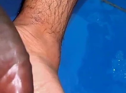 Hairy Curved Cock Cums Twice - Pink Head Foot Play & Massive Cumshots