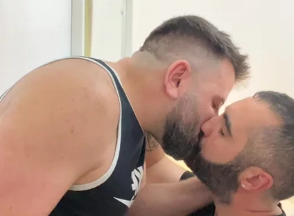 Italian and Spanish Bears Kissing