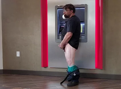 Jerking off at Bank