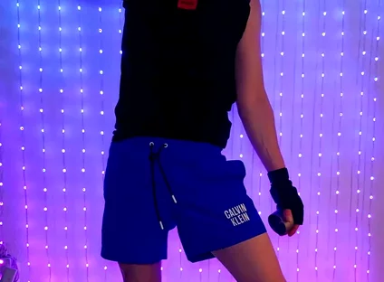 Fitness Workout in Blue Ck Shorts