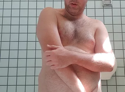 Nude Boy in Pubblic Bathroom