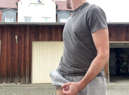 Russian Boy Plays with His Cock on the Terrace. Very Risky
