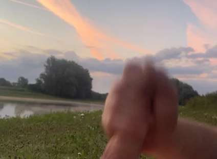 Playing in the Morning at a Lake