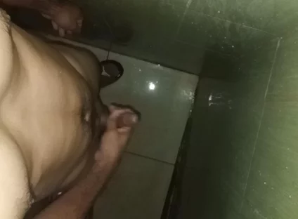 Hairy Slim Man Masturbates in the Shower at Home