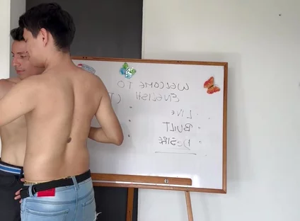 I'm Late to Class Because I Sucked Dicks in the College Bathroom, and to Make It up to My Teacher, I Let Him Fuck My Ass.