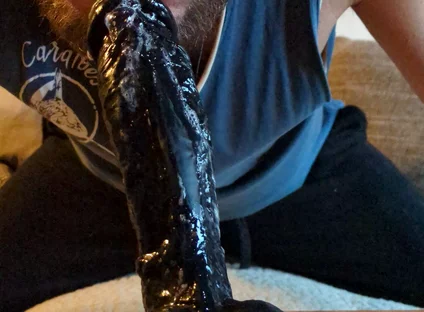 Very Sloppy Dildo Deepthroat, a Lot of Saliva Is Running Down the Cock