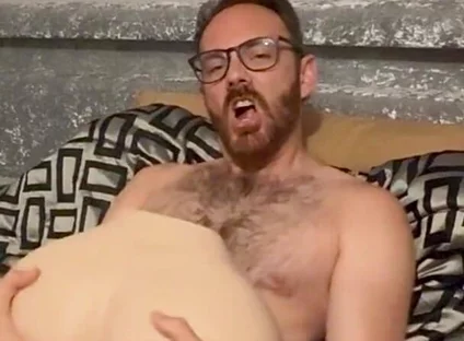 Stroking the Tip of My Big Dick with My Ass Doll
