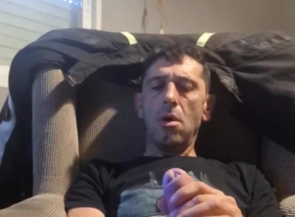 Guy Masturbating on the Sofa