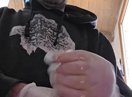 Straight Boy Jerks off on the Construction Site with Latex Gloves.
