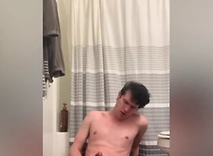 Twink Shows Off, Plays With His Hard Cock And Fucks His Ass With A Dildo Until He