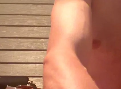 Sitting Down Naked, Showing the Biceps, Grown Man Chest Huge Bust Close