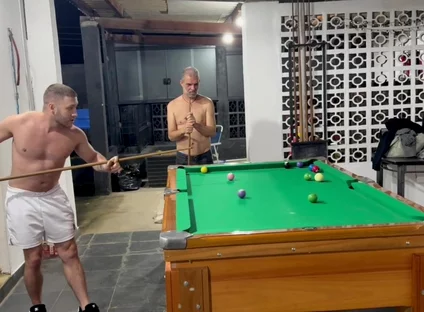 Sr Carmona and Victor Ferraz Playing Naked Billiards