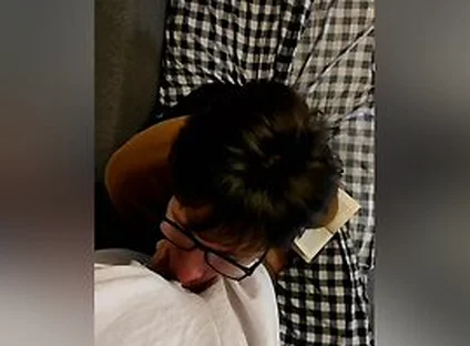 On Halloween, A Ghost Fucked A Guy With Glasses In The Mouth And Filled His Whole Face With Cum