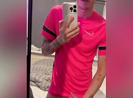Playing With My Big Dick And Cumming All Over My Mirror