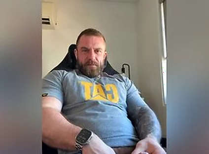 Built Aussie Bloke Edges In Office Chair & Explodes Pov All Over Your Face