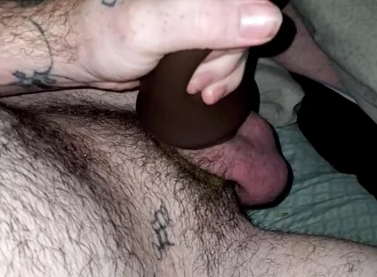 White Boy Uses Ebony Pocket Pussy to Get off