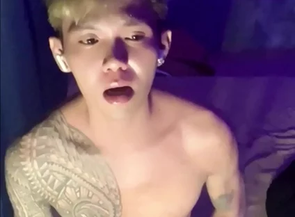 Filipino Inked Horny Twink Teasing and Masturbating Until He Cums
