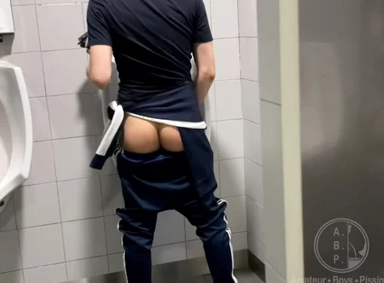 Homemade Roommates Mutual Dare Expose Your Ass While Peeing in Public Urinal