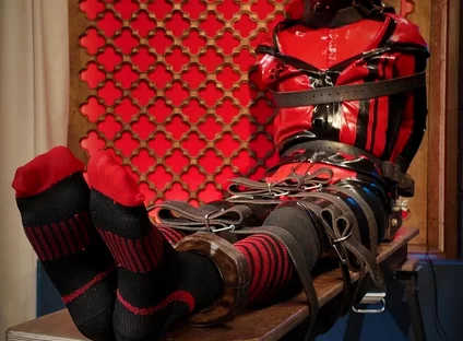 Slave Drone Tickling Session Silicone Suit, Socks & Merciless Sole Play