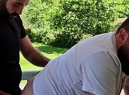 Outdoor Bear Fucking Bareback in Public