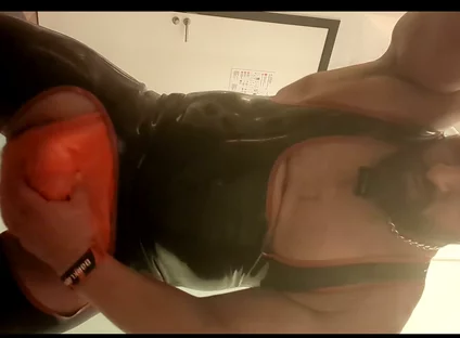 Jerking off Through Rubber Jock in Rubber