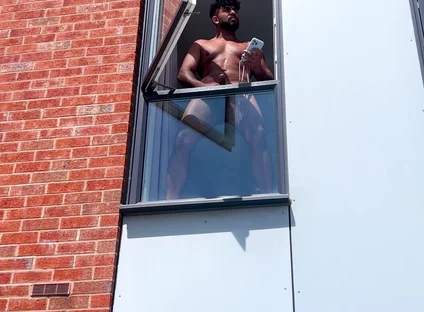 Arab Stepdaddy Wanting in Street and Cuming in Window and Cuming on Street