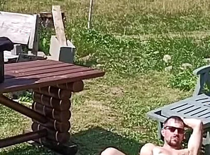 Jerking off While Hanging Out the Laundry