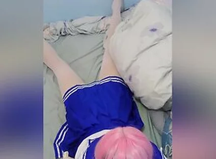 A Taiwanese Femboy Cosplay Hololive Aqua Blowjob