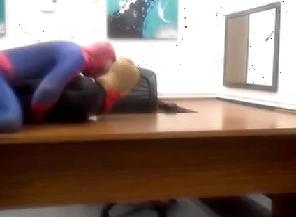 Spiderman Humps Robber He Finds In An Office