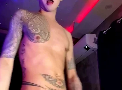 Asian Inked Boy Teasing and Jerking off