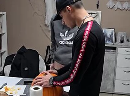 Gay Boys Have Fun: We Fuck The Halloween Pumpkin And Cum On It