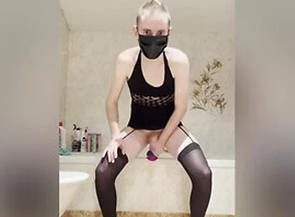 Crossdresser Twink Inserting Dildos Deeper And Harder, Cumming A Lot
