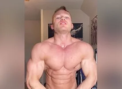 Muscle College Jock Flexing Big Cock