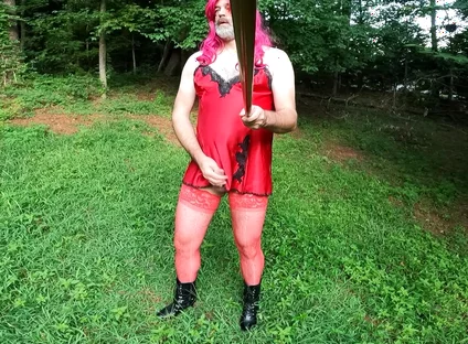 Raw Unedited Crossdresser in Lingerie Outside