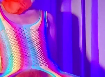 Orange Balaclava Mask Sissy Trans Dyed Pubic Hair Fuck Myself with Dildo