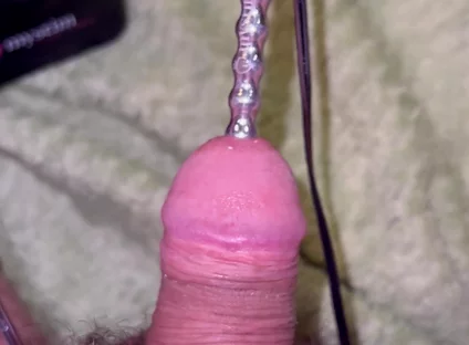 Extra Uretral Stimulation with Beaded Sound Deep in My Cock