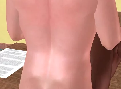 Animated 3D Gay Porn - White Man Fucking Black Man on Desk Holding Legs in Classroom