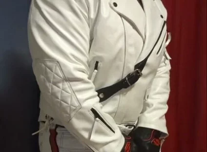 In Full White Leather Formals.