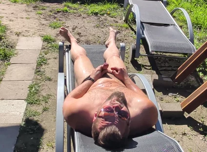 Sunbathing, Pissing and Cumming in the Backyard