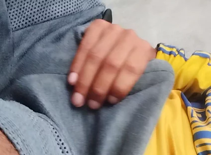 Man Gets Hot and Masturbates Under His Clothes