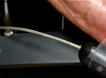 Vibrator on Dick Head Laying on Bench Press Orgasm