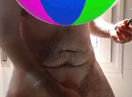 Handsome Mature Chubby with Big Fat Cock Shaving My Cock and Eggs in the Shower in Close-up