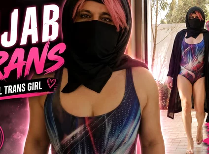 Arab Muslim Sissy Wearing Hijab Outdoors