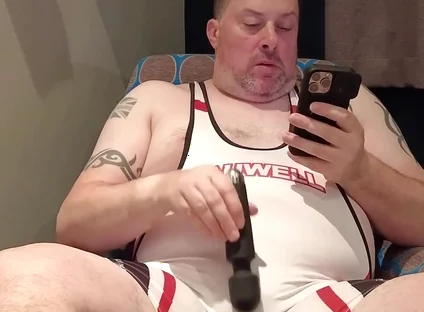 Wrestling Singlet Cock Tease and Cum