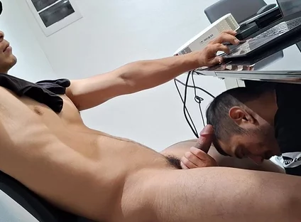Getting a Blowjob While Working-another View.