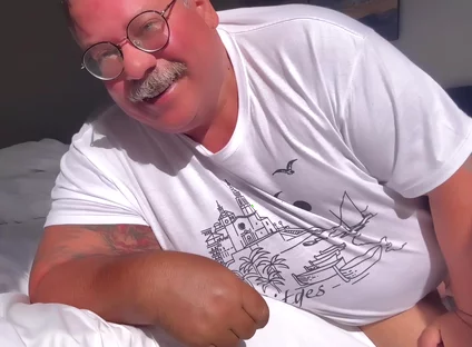 Giant Belly and Man Boobs with a Gorgeous Fat Cucumber