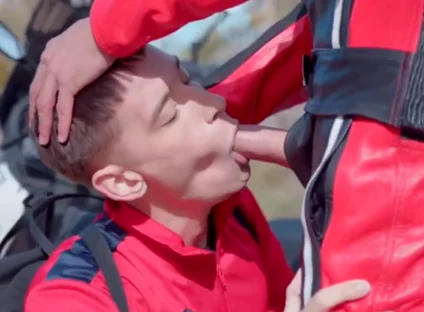 Biker cock sucking outdoor