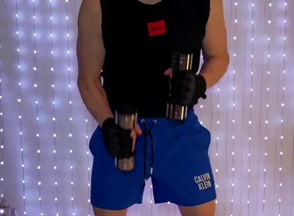 Fitness Workout in Blue Ck Shorts