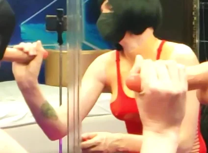 Jerking off to the Sight of Myself in the Mirror. Red Bodysuit, Hard Cock, Zero Shame