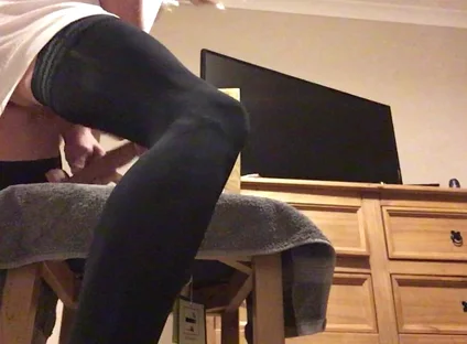 Prostate Play - Crossdresser Frotting with Vibrator - Cum as Lube - Fleshlight